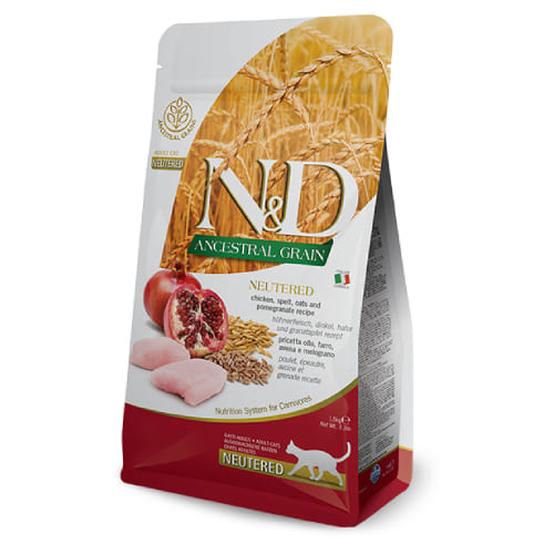 FARMINA N&D CAT LG CHICKEN NEUTERED kaķu barība Vista, granātābols 1.5kg